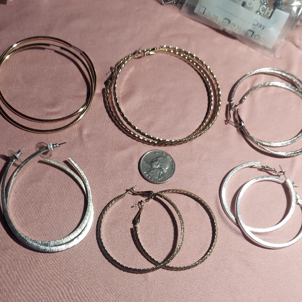 Elegant Gold and Silver Hoop Earrings Set